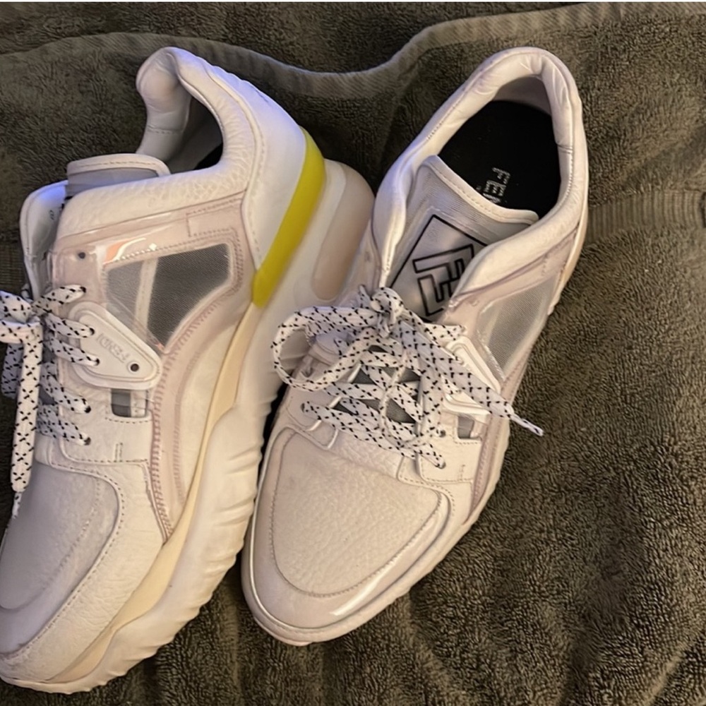 Fendi White Sneakers with Yellow Accent - Picture 4 of 7